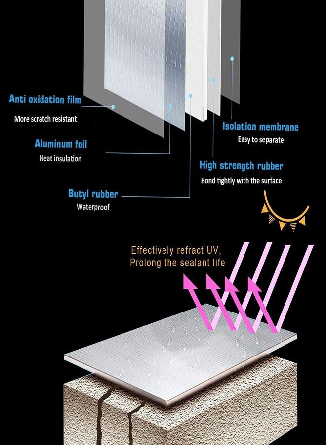 CRAZYABBS Leakage Repair Waterproof Tape for Pipe Leakage Roof Water Leakage Solution Aluminium Foil Tape Waterproof Adhesive Tape Sealing Butyl Rubber Tape for Surface Crack, Pipe Rupture - Image 5
